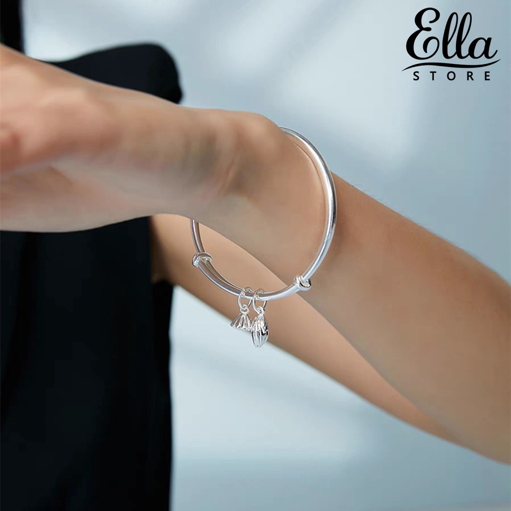 ellastore123-กําไลข้อมือ-ชุบไฟฟ้า-รูปดอกบัว-ปรับได้-ไม่ทําให้เกิดอาการแพ้-เครื่องประดับแฟชั่น-สําหรับผู้หญิง