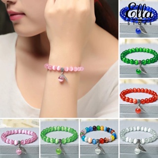 Ellastore123 สร้อยข้อมือลูกปัดโอปอล ยืดหยุ่น แฮนด์เมด สําหรับผู้หญิง