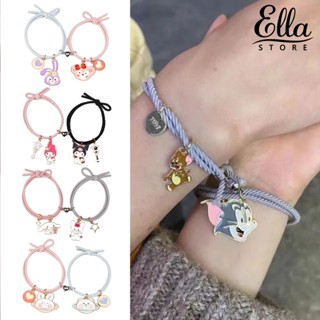 Ellastore123 สร้อยข้อมือ ลายการ์ตูนหัวใจ ปรับได้ เครื่องประดับแฟชั่น โรแมนติก ของขวัญวันเกิด 1 คู่