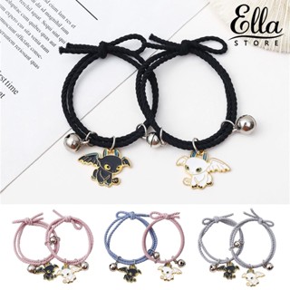 Ellastore123 ยางรัดผม แบบสองชั้น ลายการ์ตูน กันลื่น สําหรับผู้หญิง 2 ชิ้น