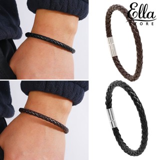 Ellastore123 สร้อยข้อมือหนังถัก แฮนด์เมด หรูหรา สีพื้น ของขวัญวันเกิด แฟชั่นสําหรับผู้ชาย และผู้หญิง