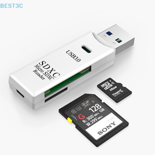 Best3c 2 IN 1 อะแดปเตอร์การ์ดรีดเดอร์ USB 3.0 Micro SD TF ความเร็วสูง สําหรับแล็ปท็อป