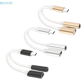 Best3c อะแดปเตอร์สายชาร์จเสียง Aux 2in1 USB Type C เป็นแจ็คแยกหูฟัง 3.5 มม. สําหรับ Xiaomi Huawei