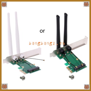 Bang อะแดปเตอร์ WiFi PCI-E เป็น PCIE ขนาดเล็ก พร้อมเสาอากาศ 2 เสา สําหรับการ์ดไร้สาย Express