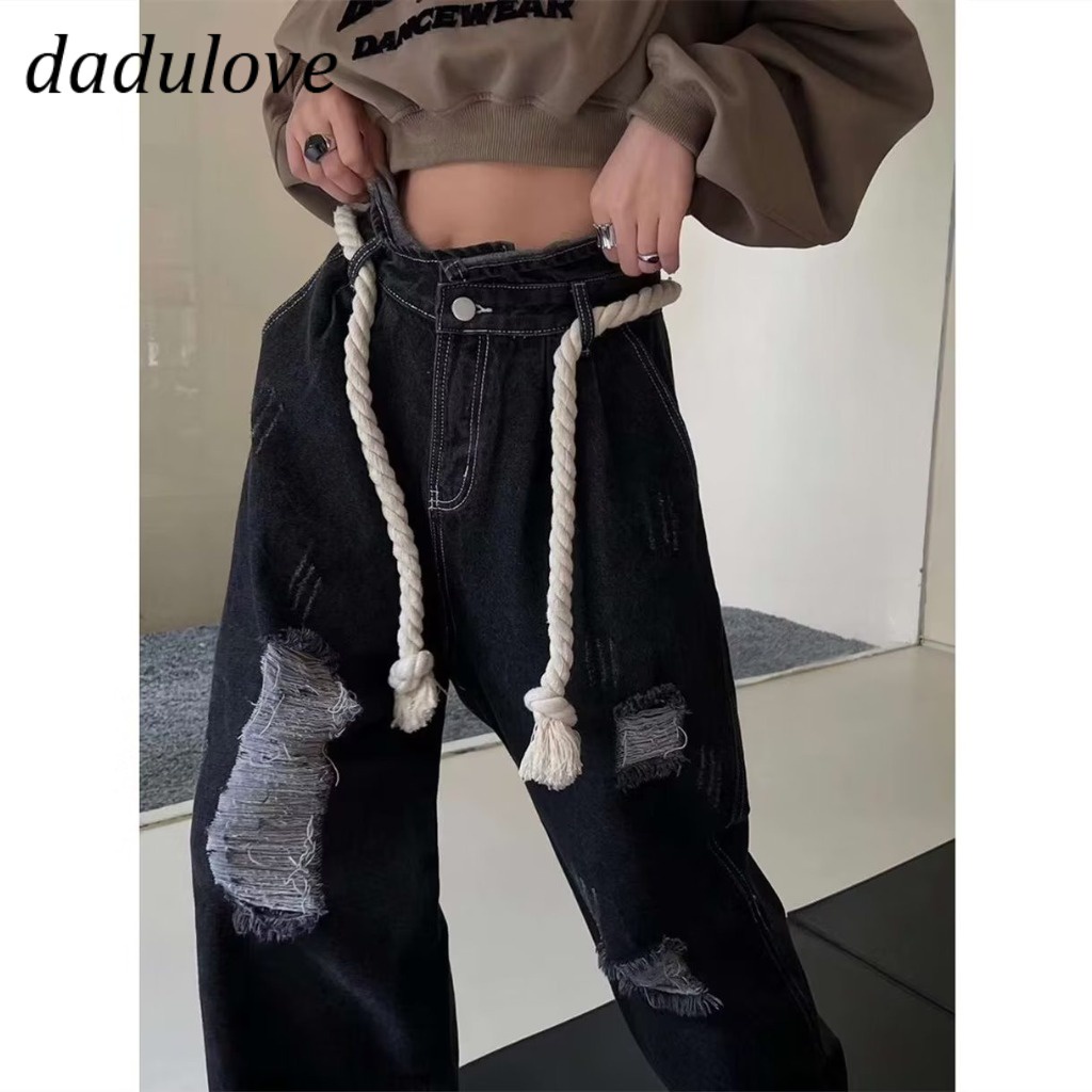 dadulove-new-american-ins-high-street-retro-ripped-jeans-niche-high-waist-loose-wide-leg-pants-trousers