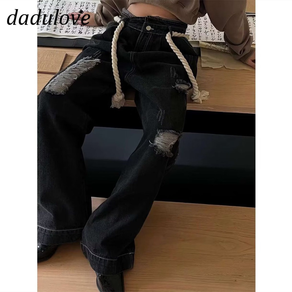 dadulove-new-american-ins-high-street-retro-ripped-jeans-niche-high-waist-loose-wide-leg-pants-trousers