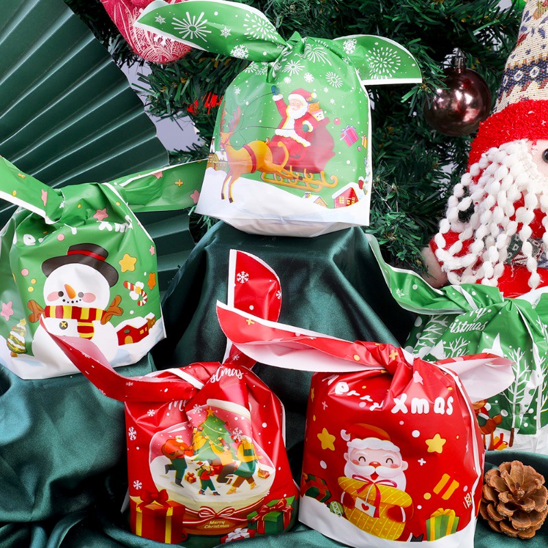 ถุงพลาสติก-ลายซานต้า-สโนว์แมน-กระต่าย-สําหรับใส่ขนม-คุ้กกี้-ตกแต่งปาร์ตี้คริสต์มาส-ปีใหม่-10-50-ชิ้น