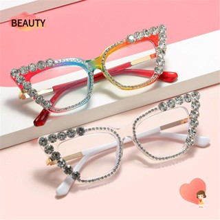 Beauty แว่นตา ประดับเพชร คริสตัล พลอยเทียม ทรงตาแมว วิบวับ ไร้การแต่งหน้า เหมาะกับงานปาร์ตี้ สําหรับผู้หญิง