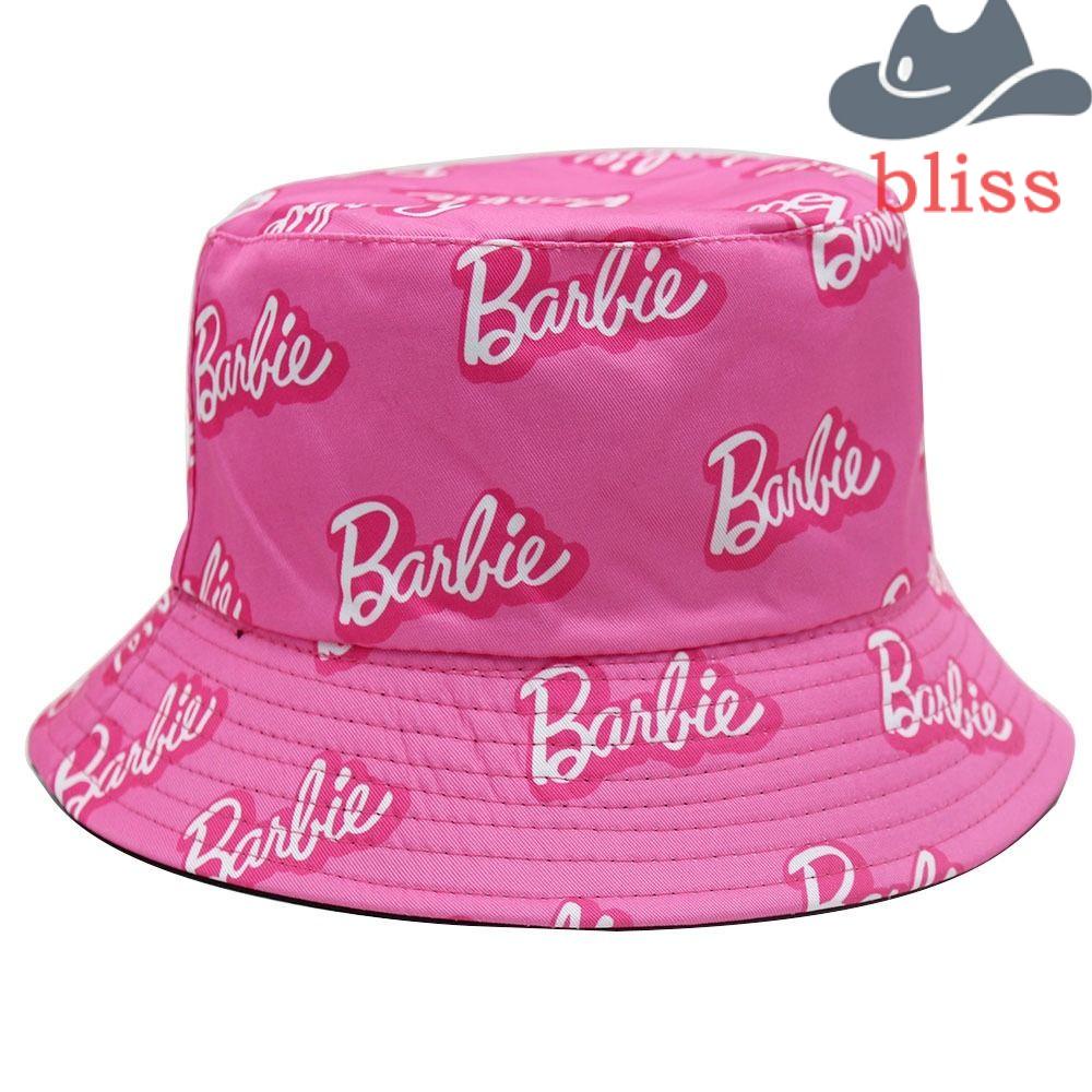 bliss-หมวกบักเก็ต-ผ้าฝ้าย-พิมพ์ลายตัวอักษร-สีชมพู-แฟชั่น-สําหรับตุ๊กตาบาร์บี้