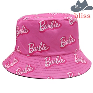 Bliss หมวกบักเก็ต ผ้าฝ้าย พิมพ์ลายตัวอักษร สีชมพู แฟชั่น สําหรับตุ๊กตาบาร์บี้