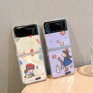 เคสอะคริลิคใส ลายจิตรกร สําหรับ Samsung Galaxy Z Flip 5 4 3 5G