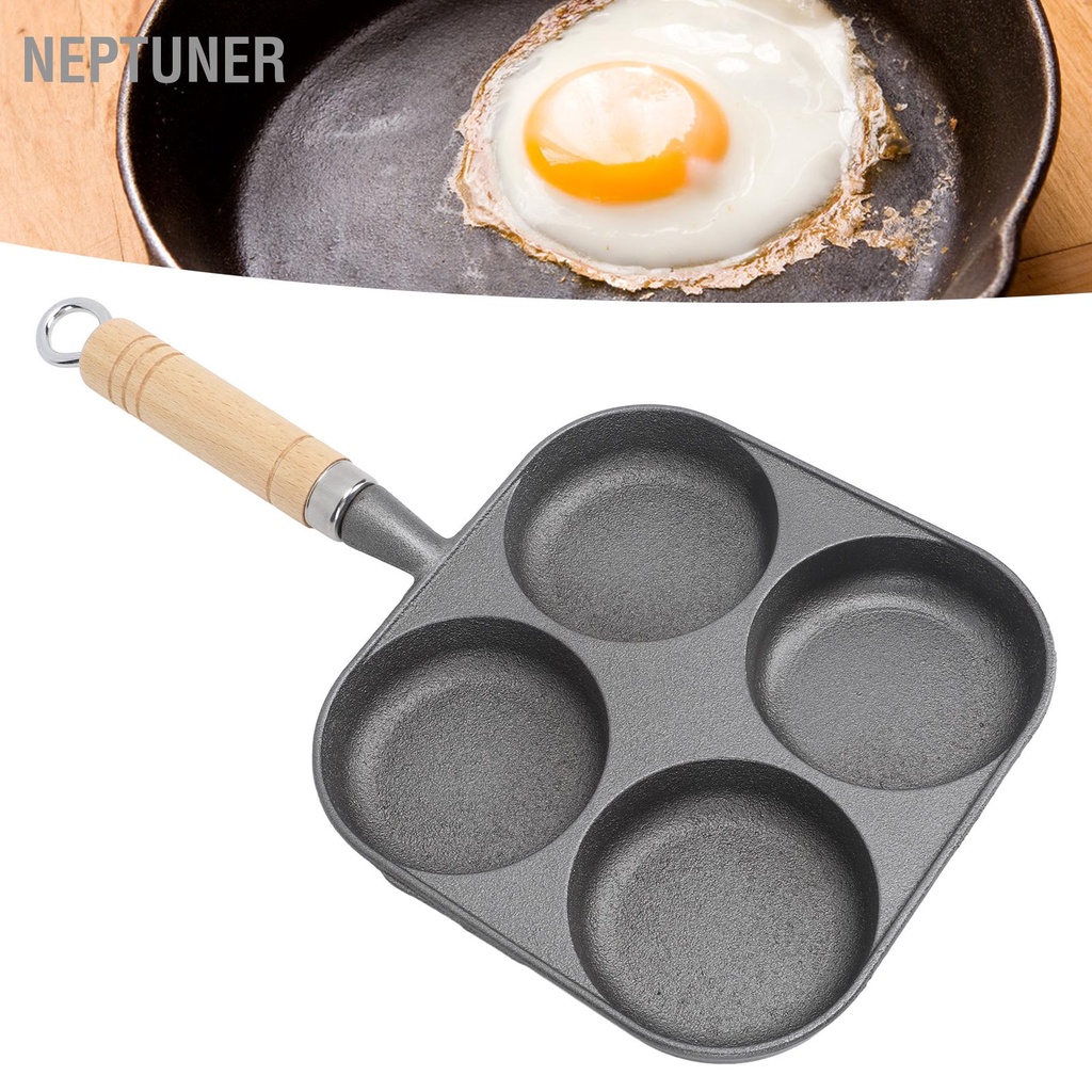 neptuner-กระทะทอดไข่-4-ถ้วยป้องกันไม่ให้ติดเตารีดไข่ทำความสะอาดง่ายพร้อมที่จับไม้สำหรับอาหารเช้า