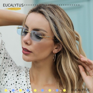 Eutus แว่นตากันแดด UV400 ทรงสี่เหลี่ยมผืนผ้า ไร้ขอบ สไตล์เรโทร สําหรับตกแต่ง