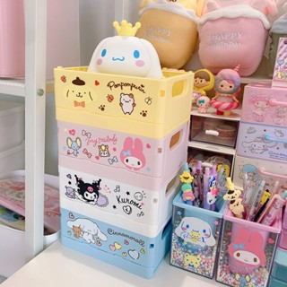 SANRIO กล่องพลาสติก ขนาดเล็ก แบบพกพา สามารถพับได้ เหมาะกับของขวัญ สําหรับใส่เครื่องสําอาง