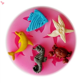 แม่พิมพ์ซิลิโคน รูปปลาดาว เต่าทะเล ม้าน้ํา สําหรับทําเค้ก ช็อคโกแลต ขนมหวาน ดินโพลิเมอร์ DIY