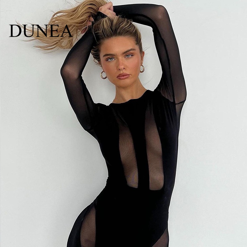 dunea-ชุดจั๊มสูท-ผ้าตาข่าย-มีซิป-เซ็กซี่-สําหรับผู้หญิง