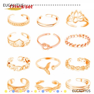 Eutus ชุดแหวนเปิดนิ้วเท้า เหมาะกับเดินชายหาด แฟชั่นฤดูร้อน สําหรับผู้หญิง 12 ชิ้น ต่อชุด