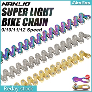 Aks สายโซ่จักรยาน 8 10 11 12 ความเร็ว น้ําหนักเบา หลากสี อุปกรณ์เสริม สําหรับจักรยานเสือภูเขา
