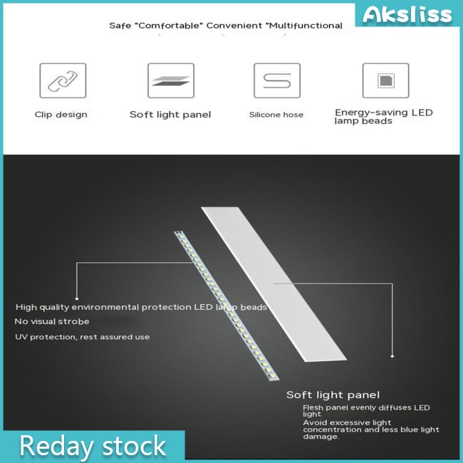 aks-โคมไฟตั้งโต๊ะ-led-3w-แบบคลิปหนีบ-ปรับมุมได้-แบบพกพา-หรี่แสงได้-ถนอมสายตา-โคมไฟอ่านหนังสือ-แบบยืดหยุ่น