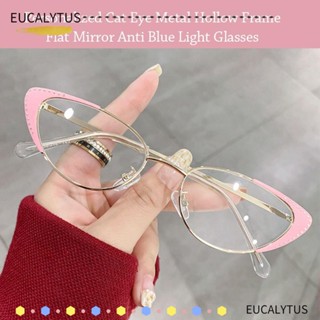 Eutus แว่นตา กรอบโลหะ ทรงกลม ป้องกันแสงสีฟ้า สไตล์วินเทจ น้ําหนักเบา สําหรับสํานักงาน