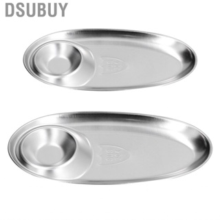 Dsubuy Stainless Steel Snack  Silver Oval Divided Spice Dish For Home Outdoor C US