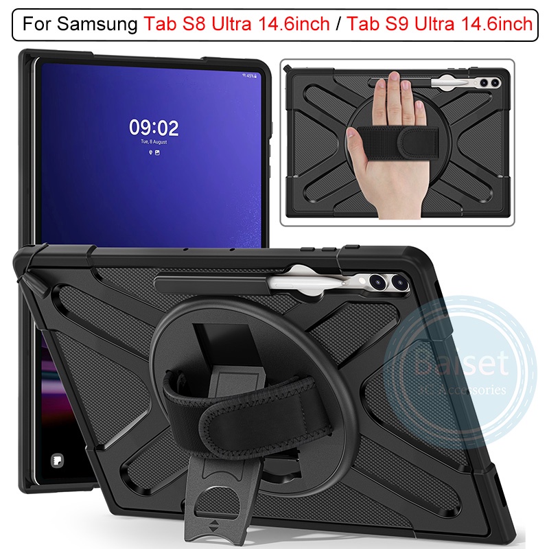 สําหรับ-samsung-tab-s8ultra-x900-s9-ultra-x910-14-6-นิ้ว-360-เคสกันกระแทก-ด้ามจับหมุนได้-สําหรับงานหนัก