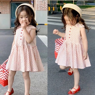 PRETTY BABY🧸พร้อมส่ง🧸ชุดเดรสเด็ก ชุดกระโปรงเด็กผู้หญิง ชุดเดรสคอปกเเขนกุด(812)