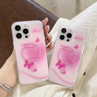 เคสโทรศัพท์มือถือ ป้องกันกระแทก ลายผีเสื้อ สีชมพู สําหรับ Apple IPhone 14 13 12 11 Pro Max