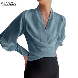 Zanzea Celmia เสื้อเชิ้ตลําลอง แขนยาว คอวี หรูหรา สําหรับผู้หญิง