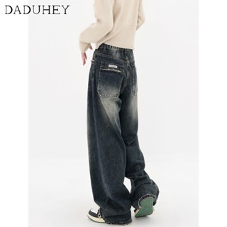 DaDuHey🎈 New American Retro High Waist Jeans Women Straight Loose High Waist Slimming Wide Leg Mop Pants