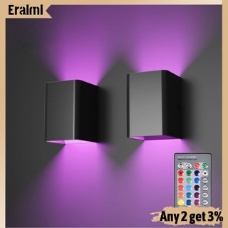 Eralml โคมไฟติดผนัง Led ทรงสี่เหลี่ยม หรี่แสงได้ หลากสี พร้อมรีโมตคอนโทรลอินฟราเรด