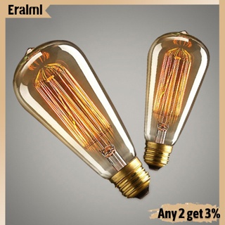 Eralml หลอดไฟ 40w 60w E27 220-240v สีเหลือง สไตล์เรโทร สําหรับตกแต่งบ้าน กาแฟ