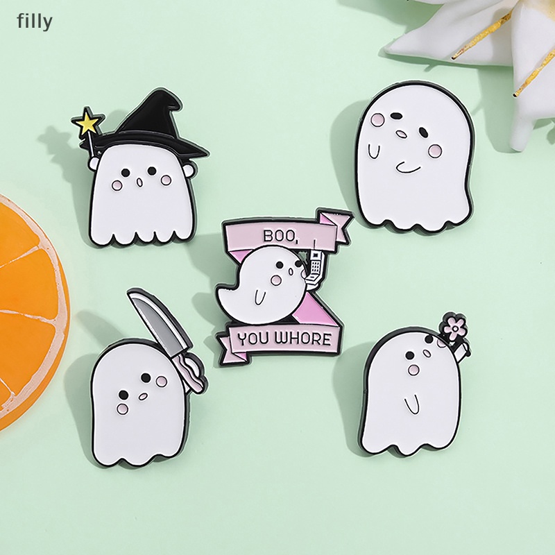 เครื่องประดับ-เข็มกลัด-รูปการ์ตูนผี-สีขาว-เหมาะกับของขวัญวันฮาโลวีน-สําหรับเด็ก