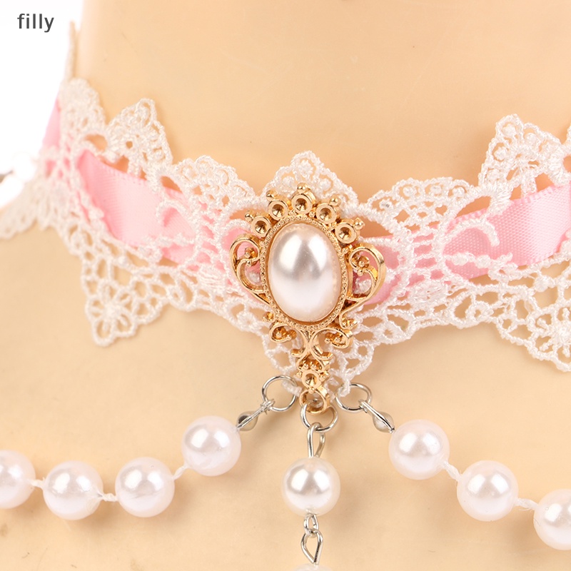 เครื่องประดับ-สร้อยคอโชคเกอร์-แฮนด์เมด-แต่งลูกไม้-ประดับไข่มุก-สีขาว-สไตล์เรโทร-แฟชั่นเรโทร-สําหรับผู้หญิง