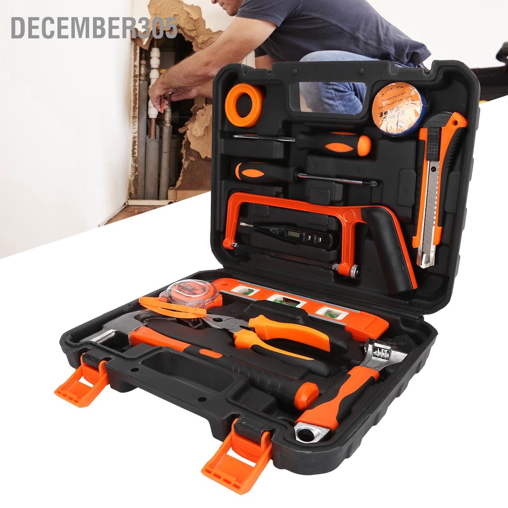 december305-13-ชิ้นกล่องเครื่องมือชุดครัวเรือนขนาดเล็กช่างมือชุดเครื่องมือสำหรับซ่อมแซมบ้านโครงการ