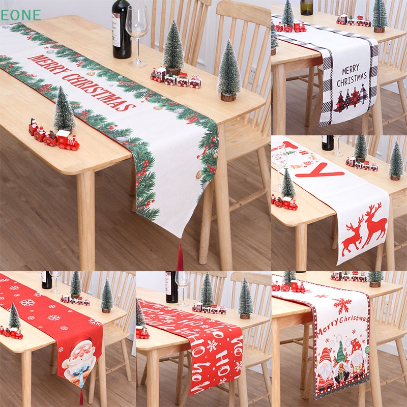 eone-ผ้าปูโต๊ะ-พิมพ์ลายดอกไม้-โนม-ต้นคริสต์มาส-สําหรับตกแต่งบ้าน