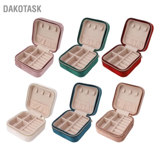  DAKOTASK กำมะหยี่ Travel กล่องเครื่องประดับ 2 ชั้นขนาดเล็กแบบพกพา ชั้นสำหรับสร้อยคอแหวนต่างหูสร้อยข้อมือ