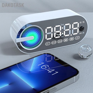 DAKOTASK ลำโพงบลูทูธนาฬิกาปลุกแบบ Dual Bluetooth5.0 กระจกนาฬิกาลำโพงแบบพกพาสำหรับ Camping Dancing Party