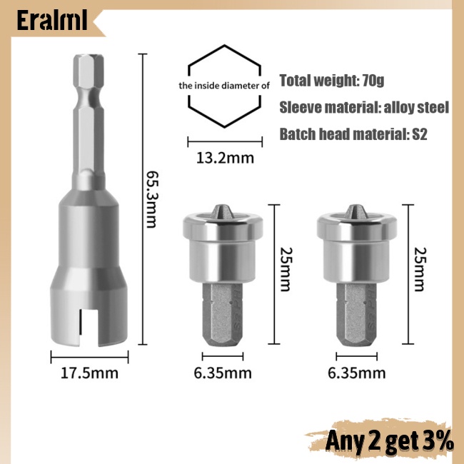 eralml-น็อตไดร์เวอร์-โลหะผสมเหล็ก-3-ชิ้น-และดอกสว่านสกรูตําแหน่ง-ph2-2-ชิ้น-สําหรับมือ