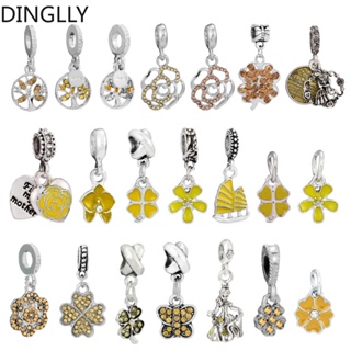 Dinglly จี้รูปดอกเดซี่ และผีเสื้อ สีเหลือง สําหรับทําเครื่องประดับ Diy