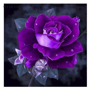 ชุดงานปักครอสติชเม็ดบีด ทรงเพชร 5D รูปดอกกุหลาบสีม่วง สําหรับตกแต่งบ้าน DIY [alloetools.th]