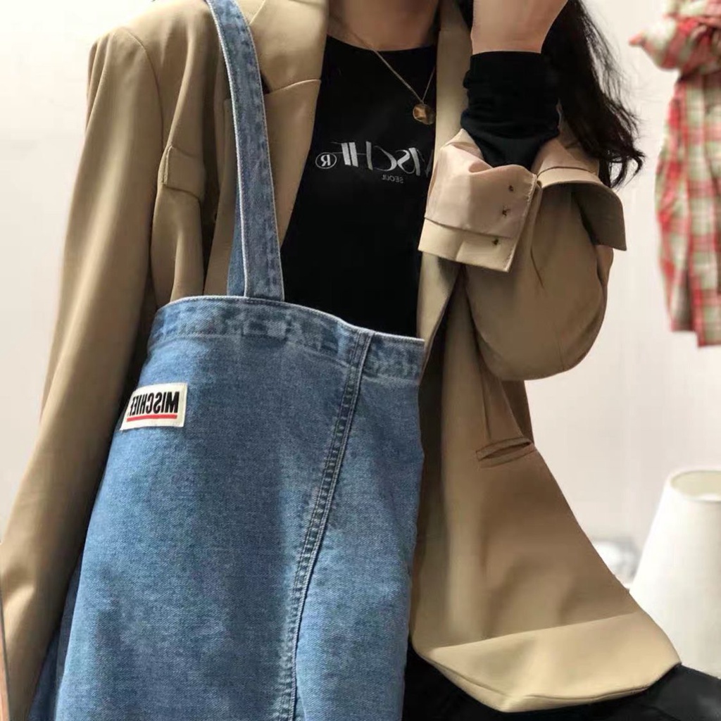 กระเป๋าสะพายไหล่-กระเป๋าช้อปปิ้ง-ผ้าแคนวาสยีน-ขนาดใหญ่-จุของได้เยอะ-สไตล์เกาหลี-สําหรับผู้หญิง