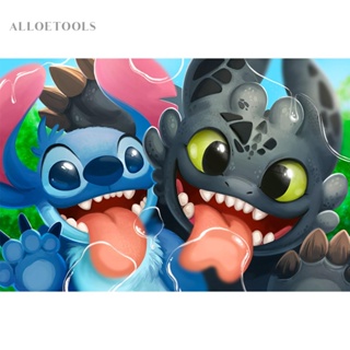 ภาพวาดปักเพชร ทรงกลม ลายสุนัขโคอาล่าน่ารัก DIY [alloetools.th]