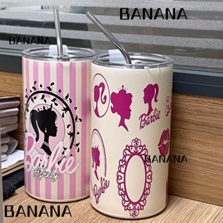 Banana1 ขวดน้ําสเตนเลส มีฉนวนกันความร้อน สีชมพู 400 มล. สําหรับตุ๊กตาบาร์บี้