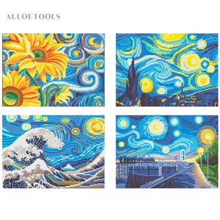 ภาพวาดปักเพชร พลอยเทียม ทรงกลม รูปดาวกลางคืน เรืองแสง #H1 [alloetools.th]