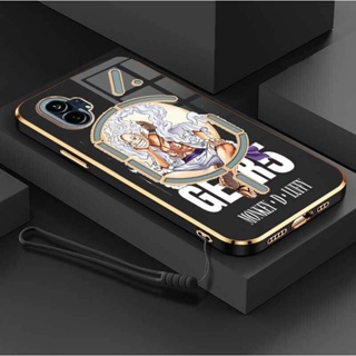 เคสโทรศัพท์มือถือ ซิลิโคนนิ่ม ป้องกันกล้อง ลายพระอาทิตย์ตก เทพเจ้า Nika Luffy พร้อมสายคล้อง สําหรับ Nothing Phone 1 Nothing Phone 2