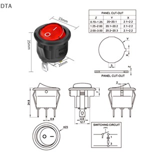 Dta สวิตช์โยก กันน้ํา ทรงกลม พร้อมปุ่มไฟ 6A 250V 20 มม. 2/3 ฟุต 2/3 เกียร์ คุณภาพสูง สําหรับเรือ