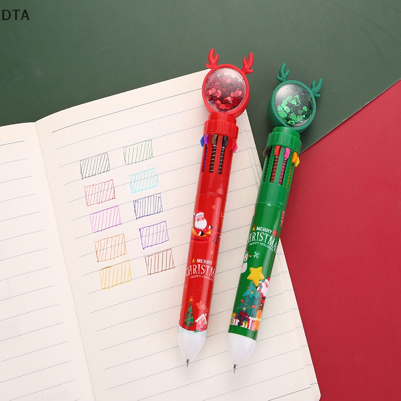 dta-ปากกาลูกลื่น-10-สี-เครื่องเขียน-ปากกาโฆษณา-ของขวัญ-โรงเรียน-สํานักงาน-เครื่องเขียน-ธีมคริสต์มาส-dt