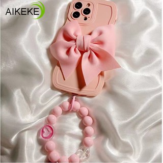 เคสโทรศัพท์มือถือ ซิลิโคนนิ่ม พร้อมสายคล้อง ประดับลูกปัดเซรามิค และโบว์ สําหรับ Redmi Note 12 11 10 Pro Max 4G 5G Speed Turbo 11S 10S 4G