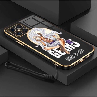 เคสโทรศัพท์มือถือ ซิลิโคนนิ่ม ป้องกันกล้อง ลายเทพเจ้านิกา ลูฟี่ พร้อมสายคล้อง หรูหรา สําหรับ Honor X8 Honor X8A